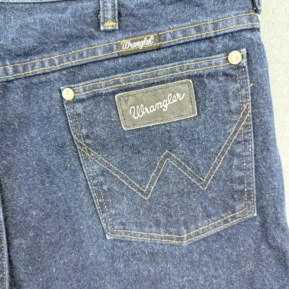 Wrangler 933SEDD Vintage Jeans 35x34 Made in USA Black Patch Dark Indigo Denim